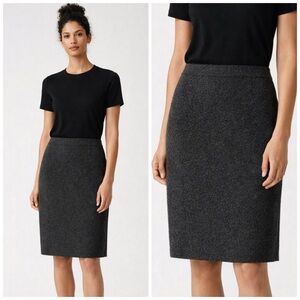 New Eileen Fisher Tencel Wool Heathered Skirt in Black Grey